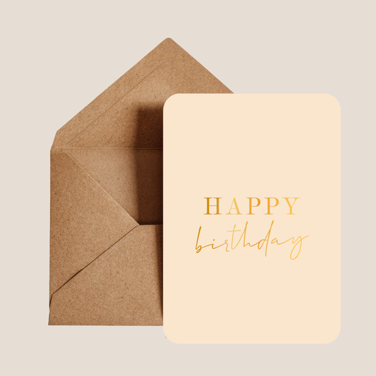 Wenskaart - Happy Birthday (met goudfolie)