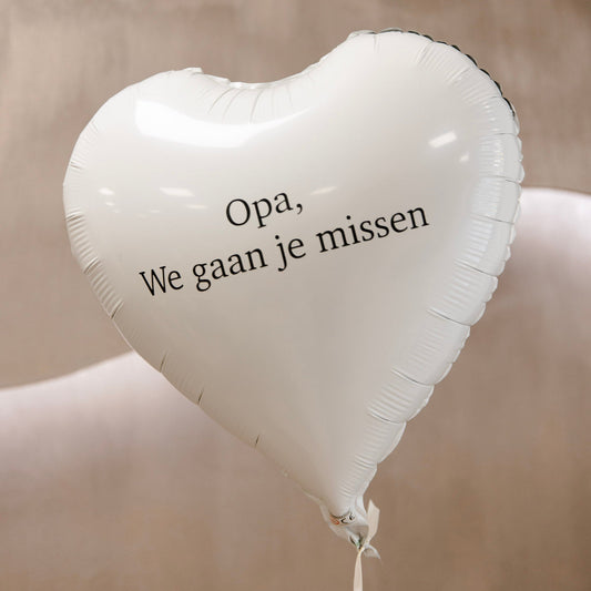 Helium Rouwballon - Wit Hart