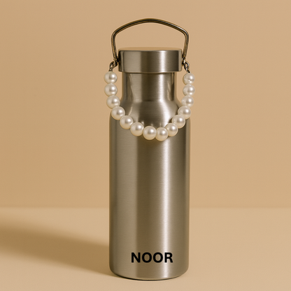 Waterfles met Parelketting - Zilver