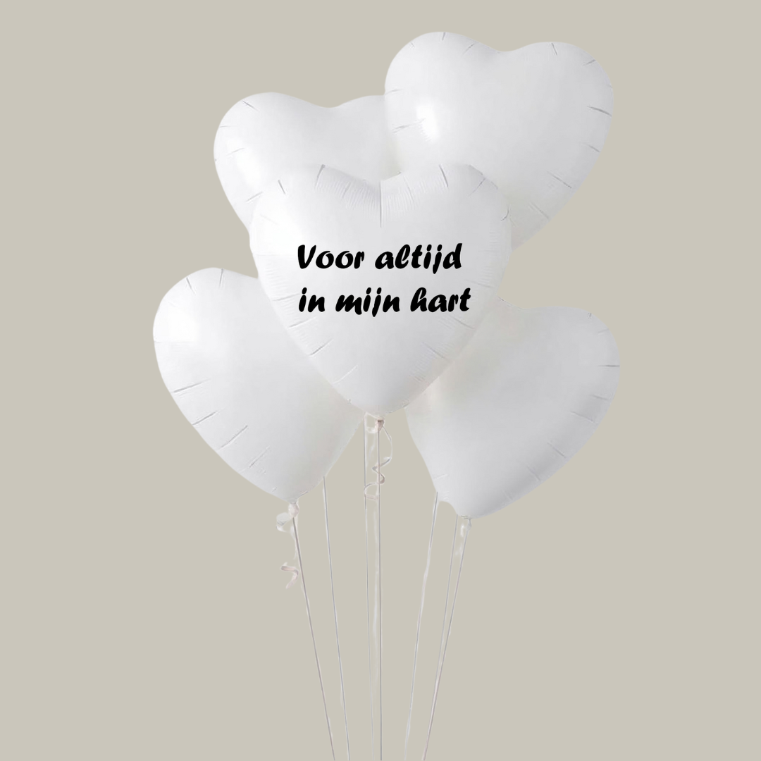 Helium Rouwballon - Wit Hart Set