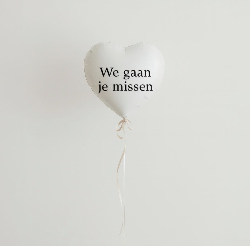 Helium Rouwballon - Wit Hart