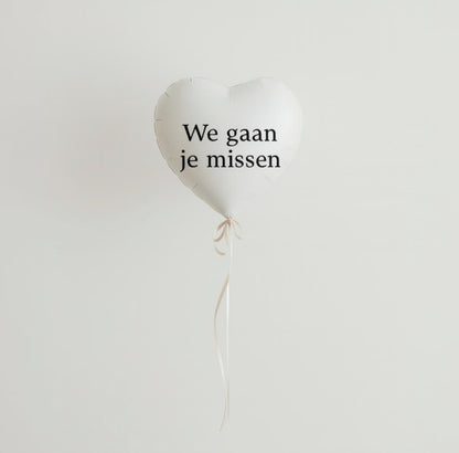 Helium Rouwballon - Wit Hart