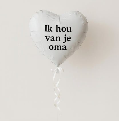 Helium Rouwballon - Wit Hart